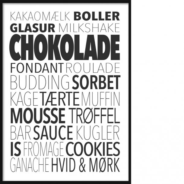 Chokolade Stikord Plakat