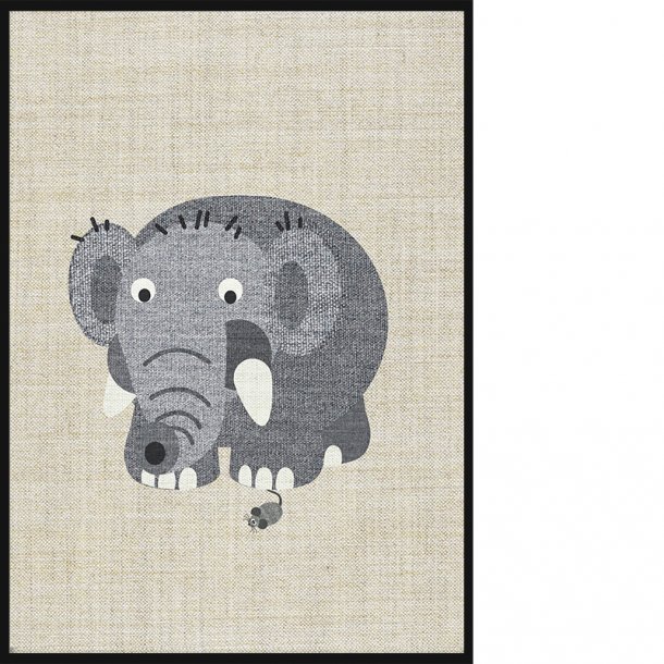 Elefant m. mus (Tekstil-look)