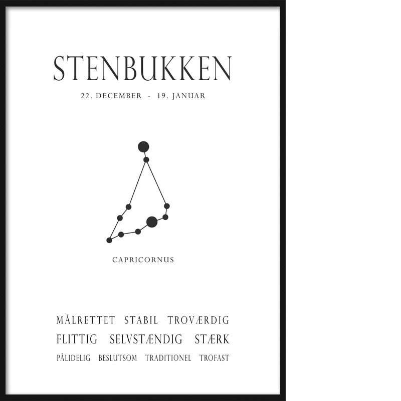 Stjernetegn - Stenbukken - Stjernetegn Plakater Dasch Design
